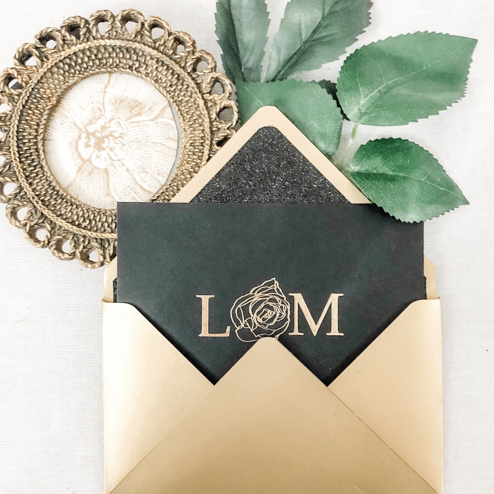 Modern Black and Gold Save the date